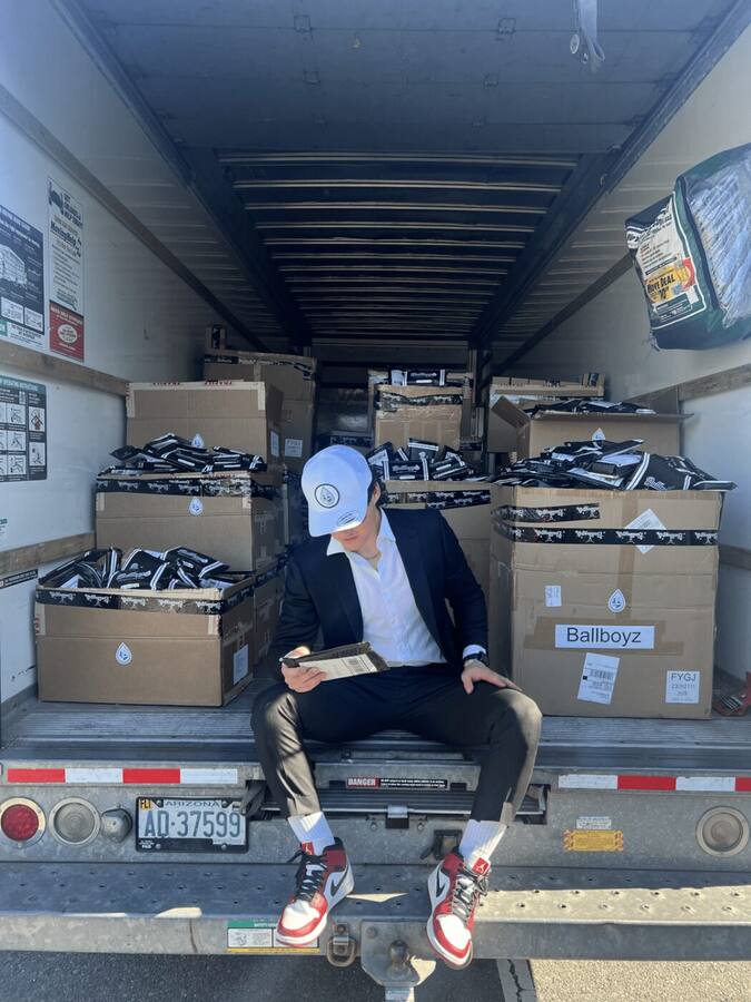 Carson shipping early Ballboyz orders out of a U-Haul